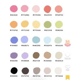 the color chart for different colors and shapes