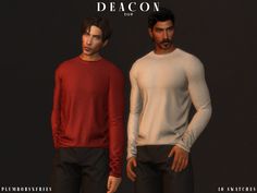 two young men standing next to each other in front of a black background with the caption deacon love