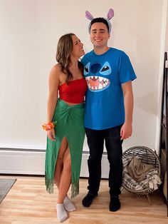 lilo, stitch, couple costume, halloween costume, lilo & stitch, disney, disney costume Costume Ideas Lilo And Stitch, Lili And Stitch Costume Couple, Lilo And Stitch Couples Costume, Stitch Family Costume, Lilo And Stitch Couple Costume, Stitch Diy Costume, Lilo And Stitch Costume Couple, Lilo Costume Diy Women, Lilo And Stitch Family Costume