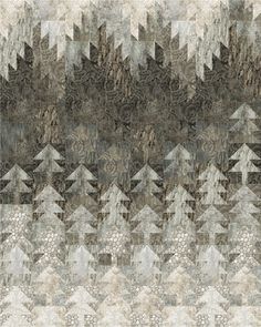 an abstract rug with trees on it