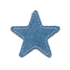 a blue star with white stitching on it