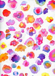 an image of colorful flowers painted on white paper