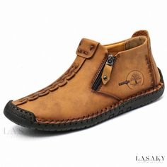 Lasaky - Handcrafted Zippered Work Boots for Outdoor and Casual Wear Minimalist Boots, Leather Snow Boots, Country Casual, Casual Ankle Boots, Mens Ankle Boots, High Top Boots, Moccasin Boots, Moccasins Shoes, Mens Snow Boots