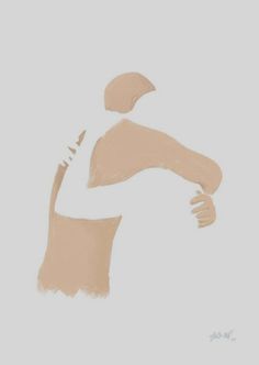 a drawing of a man holding his arm up