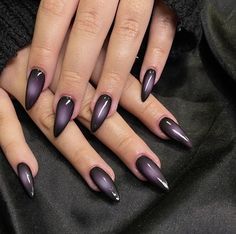 Dark Purple Aura Nails, Punk Nails, Her Nails, Blush Nails, Nail Fashion