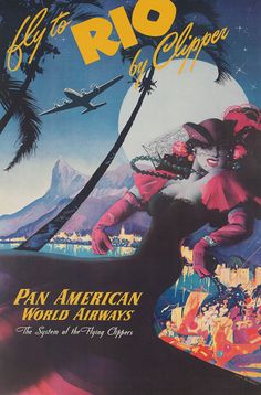 an old movie poster for the rio by sleeper starring pan american world airways,