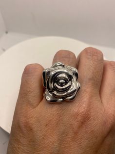 Vintage rose Sterling silver Size 8 can be sized by my jeweler. His service charge is $10-$20 Oxidized from age All rings are shipped free in the US in a nice gift box. Check out our over a THOUSAND great reviews!!! Engraving is $4 per letter and is not always perfect depending on the piece. It can take a few days if the jeweler is busy. This is payable to Paypal Judithsltd@gmail.com Elegant Silver Flower Ring For Valentine's Day, Silver Round Flower Ring For Valentine's Day, Silver Flower Ring For Valentine's Day, Elegant Silver Rings With Rose Design, Valentine's Day Silver Flower Rings, Elegant Silver Rings With Rose Details, Formal Rose Gold Sterling Silver Flower Ring, Silver Rose Design Jewelry For Formal Occasions, Silver Ring With Rose Design