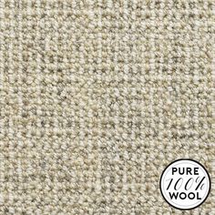 a white carpet texture with the words pure wool on it and a black circle in the middle