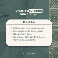 a woman's face is shown with the words check list in spanish on it