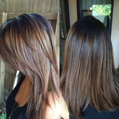 Hair Color Dark On Bottom Light On Top, Angled Bob With Peekaboo Highlights, Medium Haircut Side Bangs, Layers For Thick Hair Medium, Shoulder Length Cuts For Thick Hair, Choppy Layered Haircuts For Medium Hair, Haircuts For Medium Length Hair, Trendy Hairstyle, Hair Prom