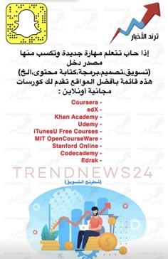 an advertisement for trend news, with the text in arabic and on top of it