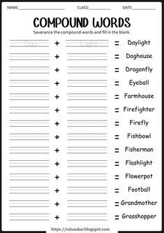 compound words worksheet for second grade students to practice compound words in the classroom