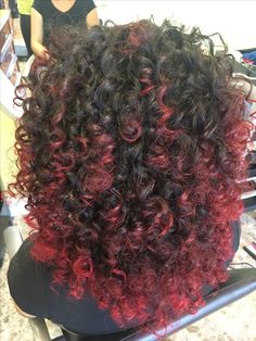 Red Hair Tips, Dyed Tips, Mixed Curly Hair, Red Hair Inspo, Red Curly Hair