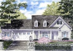 this is an artist's rendering of the country house plan for these ranch home plans