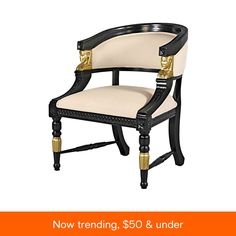 in stock Egyptian Furniture, Traditional Armchairs, Egyptian Revival, White Chair, Design Toscano, Egyptian Art, Barrel Chair, Solid Mahogany, Neoclassical