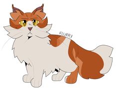 an orange and white cat with the word flurry written on it's chest