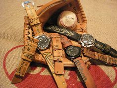 Watchstraps from baseball gloves Baseball Mitt, Baseball Gloves, Baseball Glove, Play Ball, Baseball Softball