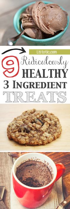 three different images with text overlay that says, redeflowe healthy ingredients 3 ingredient treats