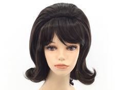 Welcome to Funtasy Wigs - Premium quality theatrical Halloween costume / cosplay wigs. Great looking 1950'S "HAIRSPRAY" BEEHIVE theatrical costume wig.   Premium quality wig with structured beehive top. Production Type: Custom Design/Funtasy Exclusive Color: Dark Brown Material: High-Heat Synthetic Wig Fiber - Silky Soft & Tangle Free Cap Size: 21.75" One Size Fits Most Comfort Cap Condition: NEW Ready to Wear: Yes, no styling needed, just light brushing to get desired style etsy Price: $45  USA Based Seller Wigs Brown, 1960s Hair, 1950s Hairstyles, 50s Hairstyles, Quality Wigs, Wig Caps, Custom Wigs, Costume Wigs, Costume Cosplay