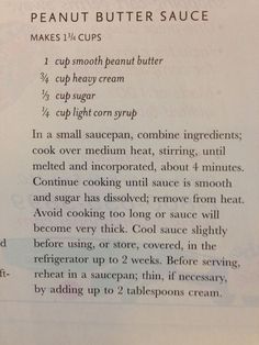 the recipe for peanut butter sauce is shown here