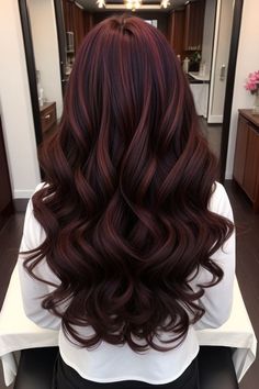 Chocolate Cola Hair, Dark Brown Hair With Cherry Cola Highlights, Black Brown Red Hair, Red Hilights In Brown Hair Brunettes, Hair Dye Ideas Pale Skin, Wine Red Highlights In Brown Hair, Wine Red Hair Highlights, Mohagany Brown Hair Color Fall, Cherry Chocolate Hair Color Brunettes