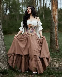 Highlander Ren Faire, Fantasy Renfaire Outfit, Woodland Nymph Costume, Earth Witch Costume, Nature Witch Costume, Ren Faire Fairy Costume, Renfest Costume Women, Earth Tone Dresses, Huevember 2024