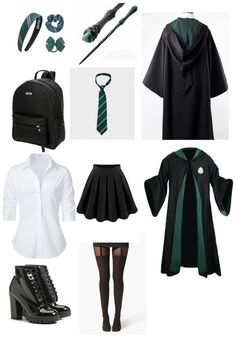 Slytherin Uniform Female, Slytherin Inspired Outfits, Slytherin Uniform, Slytherin Costume