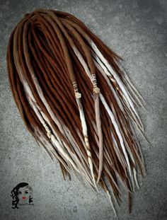 Wool Dreadlocks Dreads " Retro Style " DE Future Dreads, Dreads With Beads, Diy Dreadlocks, Dread Inspiration, Brown Dreads, Ombre Dreadlocks, Dread Hair, Dreads Extensions, Blonde Dreadlocks