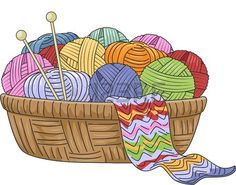 a basket filled with balls of yarn and knitting needles