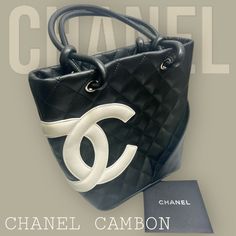 #ad Top Rated CHANEL Tote Bag small Cambon line A25166 Calfskin Black White/251875, Fashion women's Bags Chanel Cambon, Chanel Tote Bag, Chanel Tote, Pink Interior, Small Tote, Cc Logo, Women's Bags, Top Rated, Small Bags