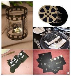 various pictures of film reels and other items