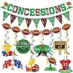 an image of football themed party decorations