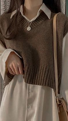 Brown sweater vest outfit🐿 | Casual outfits, Cute outfits, Clothes Sweater Vest Outfit, Academia Outfits, Korean Casual Outfits, Swaggy Outfits, Vest Outfits, Casual Style Outfits, Korean Outfits, Mode Inspiration, Teen Fashion Outfits