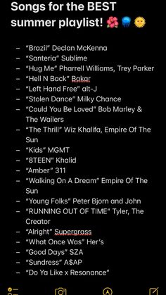 the best summer playlist is shown in this screenshot from an iphone screener