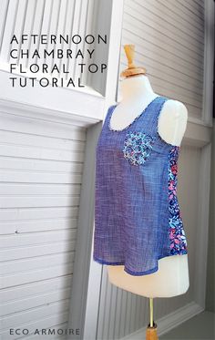 a dress on a mannequin with the words afternoon chambray floral top