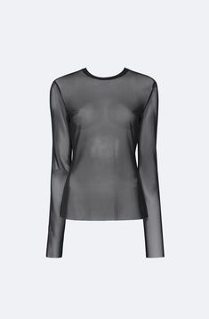 Solid mesh long sleeve top with mock neck. True to size. Material: 85% Polyamide, 15% Elastane Care: Machine Wash or Dry Clean Luxury Black Tops With Mesh Sleeves, Luxury Fitted Black Mesh Top, Luxury Black Crew Neck Mesh Top, Black Sheer High-neck Mesh Top, Stretch Black Mesh Top With Hollow Out Details, Mesh Long Sleeve Top, Beach Shop, Feather Dress