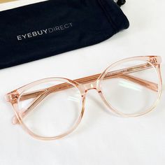 Eyebuy Direct Prescription Glasses Pink Frame New Never Been Used! Prescription Was Too Strong For Me. Prescription Above. Pd65 One Box And One Soft Case Is Included. Eyebuy Direct Glasses, Eyebuy Direct, Prada Eyeglasses, Pink Frame, Dolce Gabbana Sunglasses, Black Cat Eyes, Pink Frames, Stitching Leather, Glasses Case