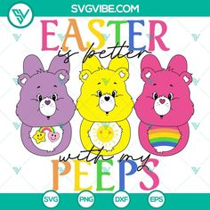 three bears with the words easter pees on them