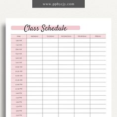 Class Schedule Printable Template – Digital Download for Organizing and Managing Class Timetables and Activities Class Schedule Printable, Class Schedule Planner, Class Printables, Daily Timetable, Academic Activities, School Agenda, Class Planner, College Schedule, Traditional Classroom