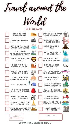 the travel around the world checklist