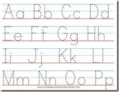 an upper and lowercase letter handwriting worksheet with dotted lines on the paper