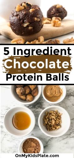 chocolate protein balls with nuts and peanut butter