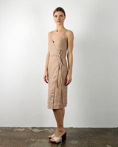 "FABRIC: 100% Softened Lithuanian Linen COLOR: Please choose the desired color from the side menu. STYLE: Knee-length linen wrap dress with adjustable spaghetti straps. SIZE CHART: 2 US/ 6 AU/ 34 EU: Bust 31.5\" (80 cm) , Waist 23\" (59 cm), Hips 35\" (88 cm) 4 US/ 8 AU/ 36 EU: Bust 33\" (84 cm) , Waist 25\" (63,5 cm), Hips 36\" (92 cm) 6 US/ 10 AU/ 38 EU: Bust 35\" (88 cm) , Waist 26,5\" (67,5 cm), Hips 38\" (96 cm) 8 US/ 12 AU/ 40 EU: Bust 36\" (92 cm), Waist 28\" (72 cm), Hips 39\"(100 cm) 10 Chic Spring Wrap Dress With Spaghetti Straps, Chic Spaghetti Strap Wrap Dress For Spring, Sleeveless Wrap Dress With Straps For Brunch, Spring Wrap Dress With Wrap-around Straps, Spring Wrap Dresses With Wrap-around Straps, Spring Wrap Dress With Spaghetti Straps, Fitted Wrap Dress With Spaghetti Straps For Spring, Fitted Spaghetti Strap Wrap Dress For Spring, Fitted Wrap Dress For Summer