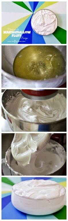 three pictures showing how to make whipped cream