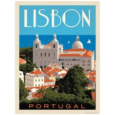 an image of a cityscape with the words lisbon in english and spanish