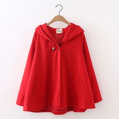 Harajuku witch cloak coat sold by Harajuku Fashion Style on Storenvy Casual Red Cape For Fall, Solid Long Sleeve Cape For Fall, Casual Red Cape For Autumn, Fall Cotton Cape Outerwear, Red Cape Outerwear For Fall, Red Cape For Fall Outerwear, Cute Cloak, Harajuku Outerwear For Halloween Cosplay, Luxury Red Outerwear For Cosplay