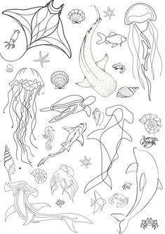 an image of sea animals coloring pages