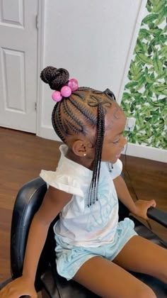 Picture Day Hairstyles Black, Kids Braided Ponytail Hairstyles, 3 Braided Ponytail, Braided Ponytail Hairstyles Kids, Style For Locs, Start Dreads, Braided Ponytail Hairstyles Black Kids, Cute Picture Day Hairstyles, Kids Braided Ponytail