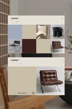 the color scheme is brown, beige and white with leather furniture in it's center