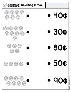 counting dimes worksheet for kids to practice counting the numbers in each coin